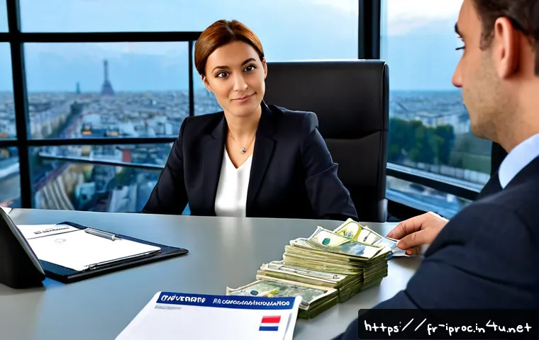 국제구매조달사의 연봉협상 전략 - Photorealistic French international procurement manager in a smart business-casual outfit negotiatin...